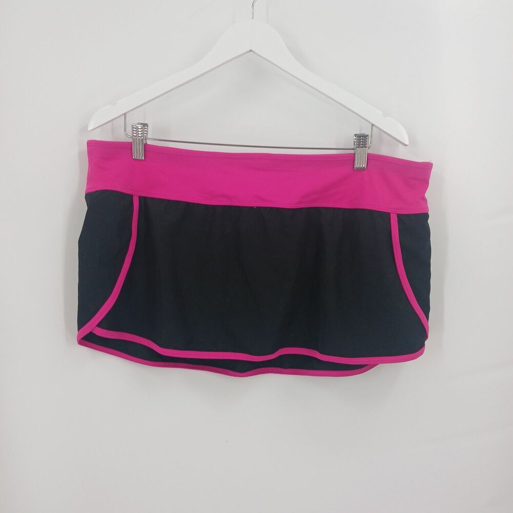 womans tropical escape plus size 16 black and pink swim skirt athletic bikini